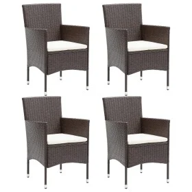 Gartenstühle mit Kissen 4 Stück braunes synthetisches Rattan von vidaXL, Gartenstühle - Ref: Foro24-318501, Preis: 236,06 €, ...