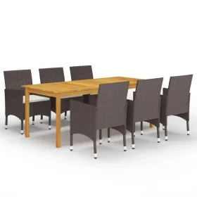 7-piece garden dining set with brown cushions by vidaXL, Garden sets - Ref: Foro24-3095867, Price: 581,08 €, Discount: %