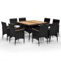 Garten-Essgruppe, 9-teilig, Massivholz, schwarzes synthetisches Rattan von vidaXL, Gartensets - Ref: Foro24-3095899, Preis: 5...