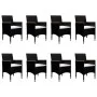 Garden dining set 9 pieces solid wood black synthetic rattan by vidaXL, Garden sets - Ref: Foro24-3095899, Price: 612,16 €, D...