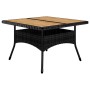 Juego comedor jardín 9 pzas madera maciza ratán sintético negro