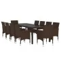 Juego de comedor de jardín 11 piezas ratán sintético marrón de vidaXL, Conjuntos de jardín - Ref: Foro24-3095929, Precio: 806...