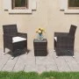 Garden bistro set 3 pieces PE rattan brown tempered glass by vidaXL, Garden sets - Ref: Foro24-3095934, Price: 182,69 €, Disc...