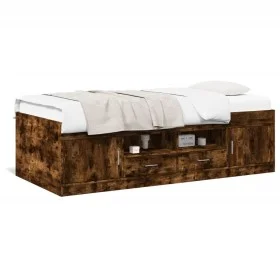 Lounger with engineered wood drawers smoked oak 75x190 cm by vidaXL, Beds and slatted bases - Ref: Foro24-3280262, Price: 159...