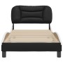 Estructura cama cabecero cuero sintético negro blanco 90x200 cm de vidaXL, Camas y somieres - Ref: Foro24-3207979, Precio: 16...