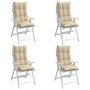 Cojines de silla con respaldo alto 4 uds tela Oxford beige