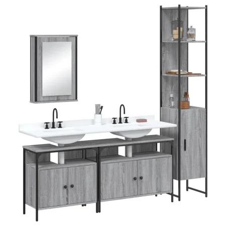 Badezimmermöbel-Set, 4-teilig, sonomagraues Sperrholz von vidaXL, Badezimmermöbel - Ref: Foro24-3214808, Preis: 241,95 €, Rab...