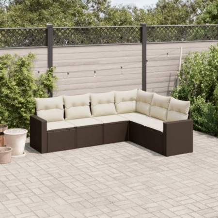 6-piece garden sofa set and brown synthetic rattan cushions by vidaXL, Modular outdoor sofas - Ref: Foro24-3251350, Price: 42...