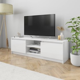 Mueble de TV de aglomerado blanco brillante 120x30x35,5 cm