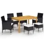 Juego de comedor de jardín de 7 piezas negro de vidaXL, Conjuntos de jardín - Ref: Foro24-3067777, Precio: 473,44 €, Descuent...
