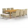 Juego de comedor de jardín de 11 piezas beige de vidaXL, Conjuntos de jardín - Ref: Foro24-3067873, Precio: 766,97 €, Descuen...