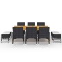 Juego de comedor de jardín de 11 piezas negro de vidaXL, Conjuntos de jardín - Ref: Foro24-3067871, Precio: 707,62 €
