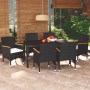 Set de comedor de jardín 7 pzas y cojines ratán sintético negro by vidaXL, Garden sets - Ref: Foro24-3095018, Price: 517,03 €...