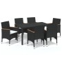 Set de comedor de jardín 7 pzas y cojines ratán sintético negro by vidaXL, Garden sets - Ref: Foro24-3095018, Price: 517,03 €...