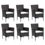 Set de comedor de jardín 7 pzas y cojines ratán sintético negro by vidaXL, Garden sets - Ref: Foro24-3095018, Price: 517,03 €...