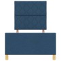 Estructura de cama con cabecera Azul 90 x 190 cm tela