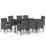 9-piece garden furniture set with gray synthetic rattan cushions by vidaXL, Garden sets - Ref: Foro24-3095032, Price: 773,64 ...