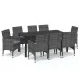 9-teiliges Gartenmöbel-Set mit grauen synthetischen Rattankissen von vidaXL, Gartensets - Ref: Foro24-3095026, Preis: 765,49 ...