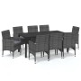 9-teiliges Gartenmöbel-Set mit grauen synthetischen Rattankissen von vidaXL, Gartensets - Ref: Foro24-3095026, Preis: 676,54 ...