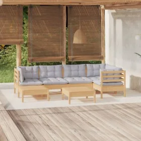 Garden furniture set 7 pieces and cushions solid pine wood by vidaXL, Garden sets - Ref: Foro24-3096543, Price: 499,38 €, Dis...