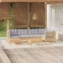 Gartenmöbel-Set 7-teilig und Kissen aus massivem Kiefernholz von vidaXL, Gartensets - Ref: Foro24-3096543, Preis: 499,35 €, R...