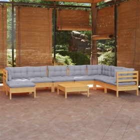 Garden furniture set 9 pieces and cushions solid pine wood by vidaXL, Garden sets - Ref: Foro24-3096664, Price: 703,42 €, Dis...
