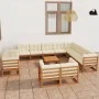 Set de muebles de jardín 13 pzs cojines madera pino marrón miel de vidaXL, Conjuntos de jardín - Ref: Foro24-3077012, Precio:...
