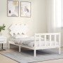 White solid wood bed frame with headboard by vidaXL, Beds and slatted bases - Ref: Foro24-3193432, Price: 98,53 €, Discount: %