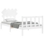 Weißer Bettrahmen aus Massivholz mit Kopfteil von vidaXL, Betten und Lattenroste - Ref: Foro24-3193432, Preis: 98,58 €, Rabat...