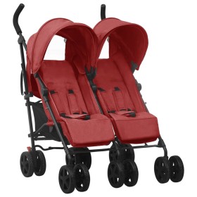 Carrito para gemelos de acero rojo