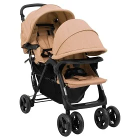 Taupe gray steel tandem twin stroller by vidaXL, Baby strollers - Ref: Foro24-10349, Price: 224,33 €, Discount: %