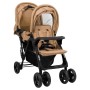 Carrito para gemelos tandem de acero gris taupé de vidaXL, Cochecitos de bebé - Ref: Foro24-10349, Precio: 228,35 €, Descuent...