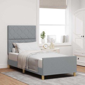 Estructura de cama con cabecera Gris claro 90 x 200 cm tela en Camas y somieres | Comprar online en Foro24