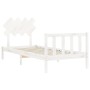 White solid wood bed frame with headboard by vidaXL, Beds and slatted bases - Ref: Foro24-3193432, Price: 98,53 €, Discount: %