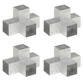 Conectores de postes en X 4 uds metal galvanizado 101x101 mm