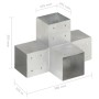 Conectores de postes en X 4 uds metal galvanizado 101x101 mm