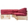 Garden pallet furniture with red cushions 4 pieces wood by vidaXL, Garden sets - Ref: Foro24-277489, Price: 415,67 €, Discoun...