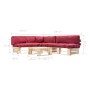 Garden pallet furniture with red cushions 4 pieces wood by vidaXL, Garden sets - Ref: Foro24-277489, Price: 415,67 €, Discoun...