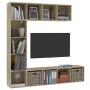 Mueble de TV y librería 3 piezas roble Sonoma 180x30x180 cm