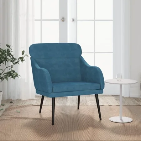 Sillón de terciopelo azul 63x76x80 cm de vidaXL, Sillones - Ref: Foro24-351444, Precio: 99,33 €, Descuento: %