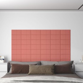 Paneles de pared 12 uds terciopelo rosa 30x15 cm 0,54 m²