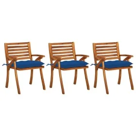 Garden dining chairs with cushions 3 pcs solid acacia wood by vidaXL, Garden chairs - Ref: Foro24-3060856, Price: 249,80 €, D...