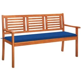 3 seater garden bench solid eucalyptus wood and cushion 150 cm by vidaXL, garden benches - Ref: Foro24-3061006, Price: 190,66...