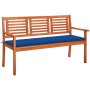 3-Sitzer-Gartenbank aus massivem Eukalyptusholz und Kissen 150 cm von vidaXL, Gartenbänke - Ref: Foro24-3061006, Preis: 194,1...
