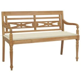 Batavia solid teak wood bench with cream cushion 120 cm by vidaXL, garden benches - Ref: Foro24-3062156, Price: 215,48 €, Dis...