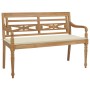 Bank aus massivem Teakholz Batavia mit cremefarbenem Kissen 120 cm von vidaXL, Gartenbänke - Ref: Foro24-3062156, Preis: 221,...