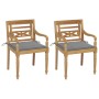 Sillas Batavia 2 uds teca maciza con cojines gris