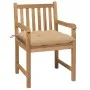 Sillas de jardín 2 uds madera maciza de teca con cojines beige de vidaXL, Sillas de jardín - Ref: Foro24-3062748, Precio: 301...