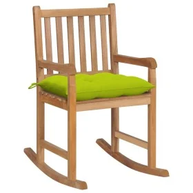 Schaukelstuhl aus massivem Teakholz mit hellgrünem Kissen von vidaXL, Gartenstühle - Ref: Foro24-3062783, Preis: 160,63 €, Ra...