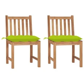 Gartenstühle 2 Einheiten aus massivem Teakholz mit Kissen von vidaXL, Gartenstühle - Ref: Foro24-3062942, Preis: 231,21 €, Ra...